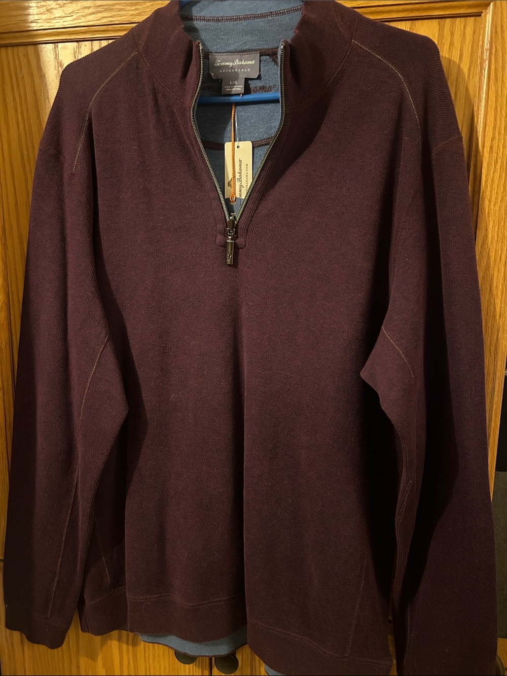 Tommy Bahama Men's Plum Half-Zip Sweater-Reversible